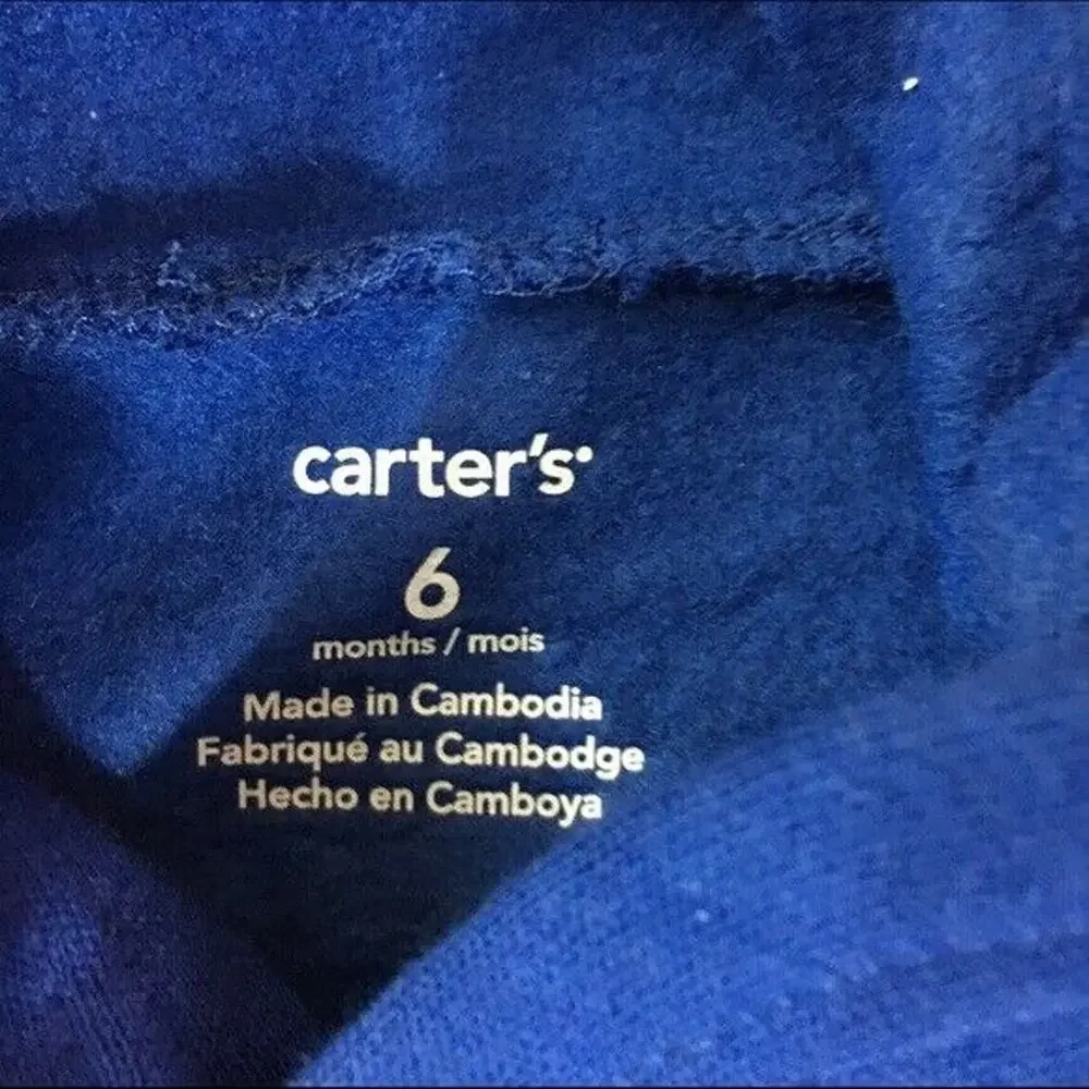 Carter's Boys Hoodie Size 6 Months Blue Handsome Dept. Pocket Pullover NEW